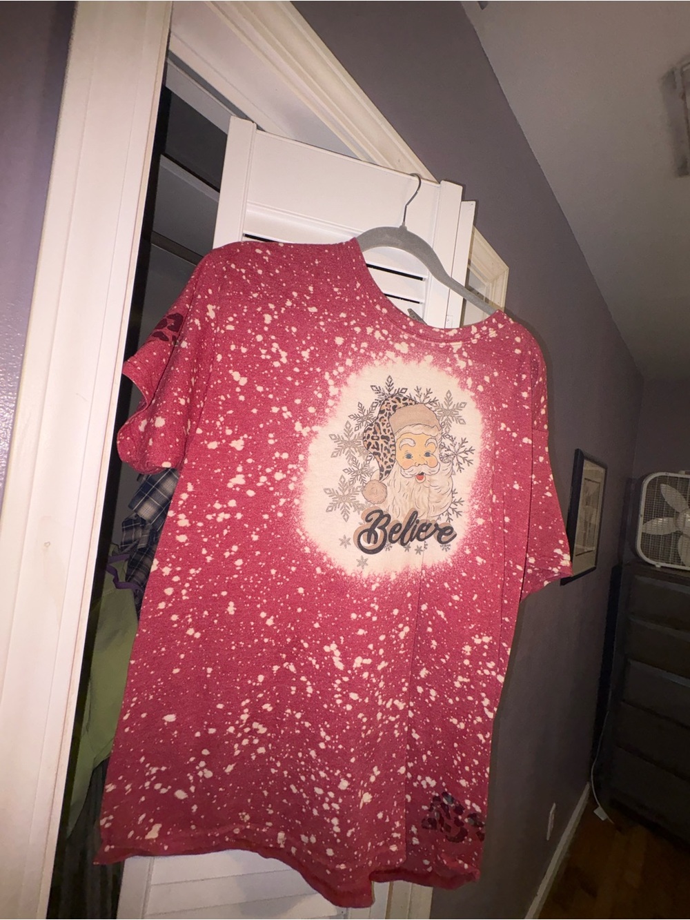 Bella Canvas Red Bleach-Splatter 'Believe' Graphic Tee